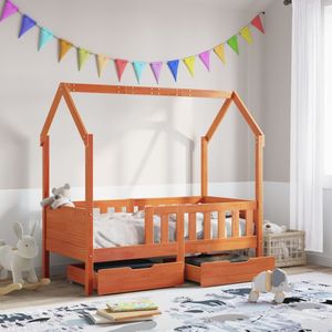 vidaXL Kinderbedframe met lades 70x140 cm massief grenenhout