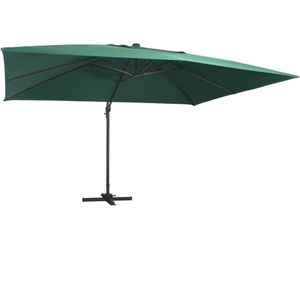 vidaXL Zweefparasol met LED en aluminium paal 400x300 cm groen