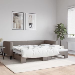 vidaXL Slaapbank met onderschuifbed 90x200 cm stof taupe