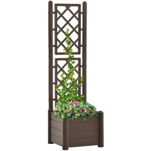 VidaXL Plantenbak met Latwerk 43x43x142 cm - PP Mokka