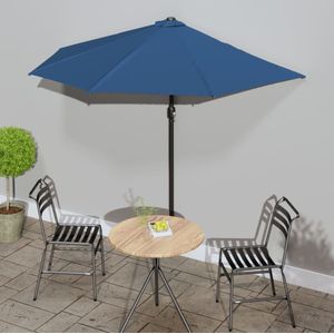 vidaXL Balkonparasol half met aluminium paal 270x144x222 cm blauw