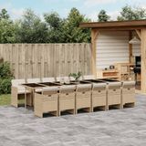 vidaXL 13-delige Tuinset met kussens poly rattan beige