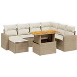 vidaXL 8-delige Loungeset met kussens poly rattan beige