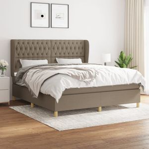 vidaXL Boxspring met matras stof taupe 180x200 cm