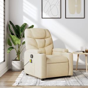 vidaXL Massagestoel verstelbaar stof crèmekleurig