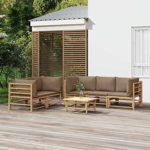 vidaXL 6-delige Loungeset met kussens bamboe taupe