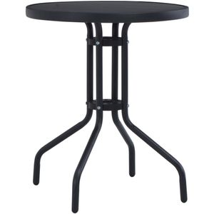 vidaXL Tuintafel 80 cm staal en glas zwart