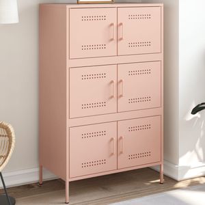 vidaXL Hoge kast 68x39x113 cm staal roze