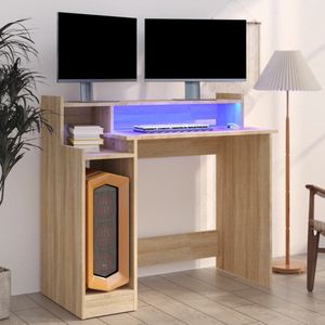 VidaXL Bureau met LED-verlichting 97x45x90 cm - Hout Sonoma Eikenkleurig