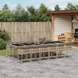 vidaXL 13-delige Tuinset met kussens poly rattan gemengd beige