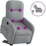 vidaXL Sta-op-massagestoel elektrisch verstelbaar stof lichtgrijs