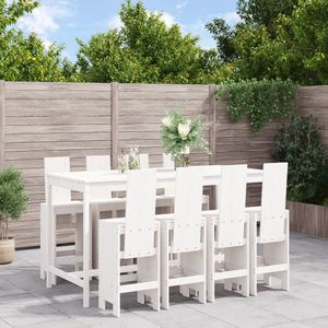 vidaXL 9-delige Barset massief grenenhout wit