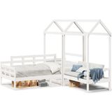 vidaXL Kinderbed met huisje en bankje massief grenenhout wit 90x200 cm