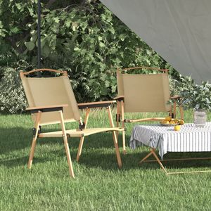 VidaXL Campingstoelen - Set van 2 - 54x55x78 cm - Oxford Stof - Beige