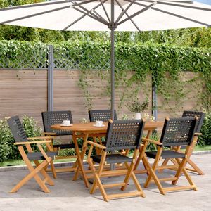 vidaXL Tuinstoelen 6 st inklapbaar poly rattan en massief hout zwart