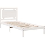 vidaXL Bedframe extra lang zonder matras massief hout wit 100x220 cm