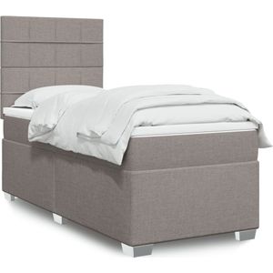 vidaXL Boxspring met matras stof taupe 90x190 cm