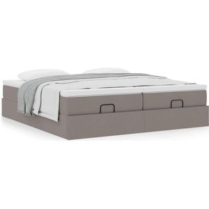 vidaXL Ottoman bed met matrassen 180x200cm stof taupe