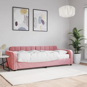 vidaXL Slaapbank met matras 80x200 cm fluweel roze