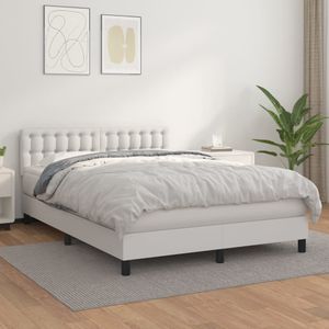 vidaXL-Boxspring-met-matras-kunstleer-wit-140x200-cm