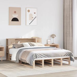 vidaXL Bed met boekenkast zonder matras massief hout 140x190 cm