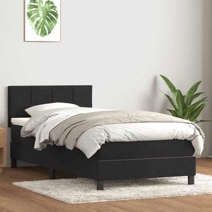 vidaXL - Boxspring - met - matras - fluweel - zwartx210 - cm