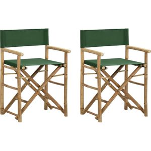 vidaXL Regisseursstoelen 2 st inklapbaar groen bamboe en stof