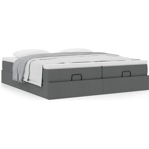 vidaXL Ottoman bed met matrassen 180x200cm stof donkergrijs