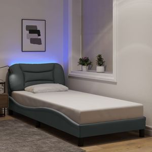 vidaXL Bedframe met LED zonder matras 80x200 cm stof lichtgrijs