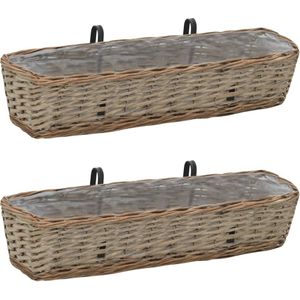 VidaXL Balkonbakken 2 st 80 cm Wicker met PE-voering