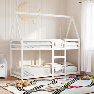 vidaXL - Stapelbed - met - dak - massief - grenenhout - witx200 - cm