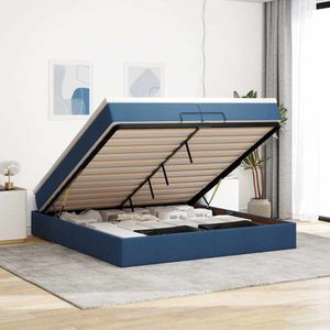 vidaXL Ottoman bed met matrassen 200x200cm stof blauw