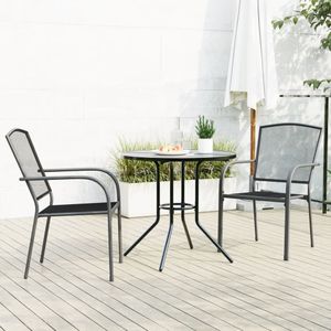 vidaXL - 3-delige - Tuinset - stapelbaar - gepoedercoat - staal - antraciet