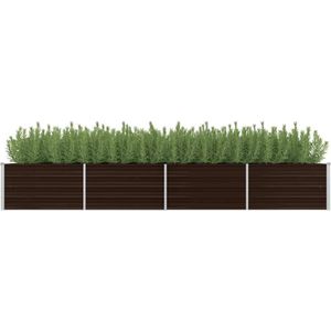 VidaXL Verhoogde Plantenbak 320x80x45 cm - Gegalvaniseerd Staal - Bruin