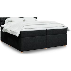 vidaXL Boxspring met matras stof zwart 200x200 cm