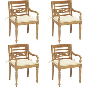 vidaXL Stoelen Batavia 4 st met kussens massief teakhout
