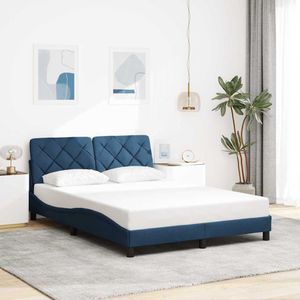 vidaXL Bedframe zonder matras stof blauw 140x200 cm