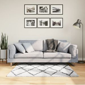 vidaXL-Vloerkleed-shaggy-hoogpolig-modern-120x120-cm-crème-en-zwart