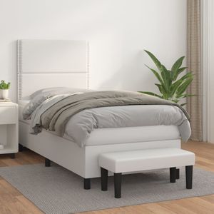 vidaXL Boxspring met matras kunstleer wit 90x190 cm