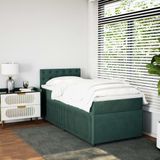 vidaXL Boxspring met matras fluweel donkergroen 90x190 cm