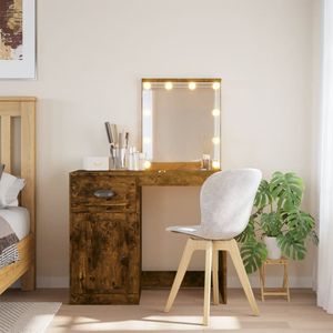 vidaXL Kaptafel met LED-verlichting 90x42x132,5 cm gerookt eikenkleur