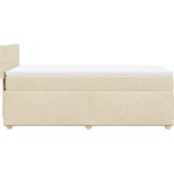 vidaXL Boxspring met matras stof crèmekleurig 100x200 cm