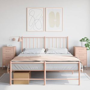 vidaXL - Nachtkastjes - 2 - st - 36x39x68 - cm - staal - roze