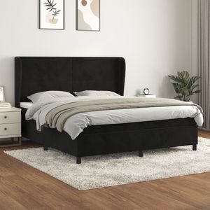 VidaXL Boxspring met Matras Fluweel Zwart 180x200 cm