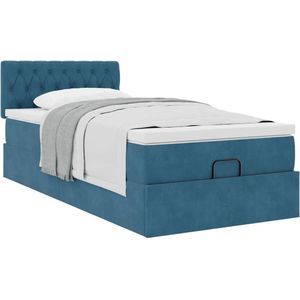 vidaXL - Ottoman - bed - met - matrasx200cm - fluweel - donkerblauw
