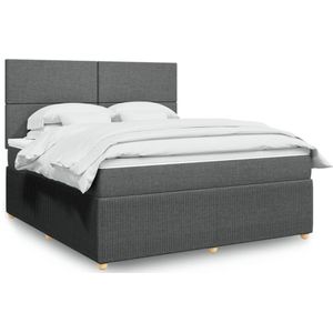 vidaXL Boxspring met matras stof donkergrijs 180x200 cm