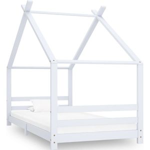 vidaXL Kinderbedframe massief grenenhout wit 90x200 cm