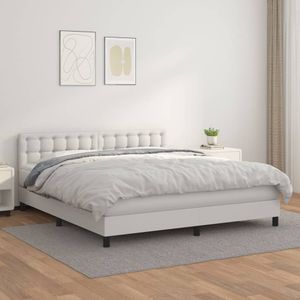 vidaXL Boxspring met matras kunstleer wit 160x200 cm