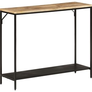 vidaXL - Wandtafel - 90x30x75 - cm - massief - ruw - mangohout - en - ijzer
