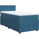 vidaXL Boxspring met matras fluweel blauw 90x200 cm